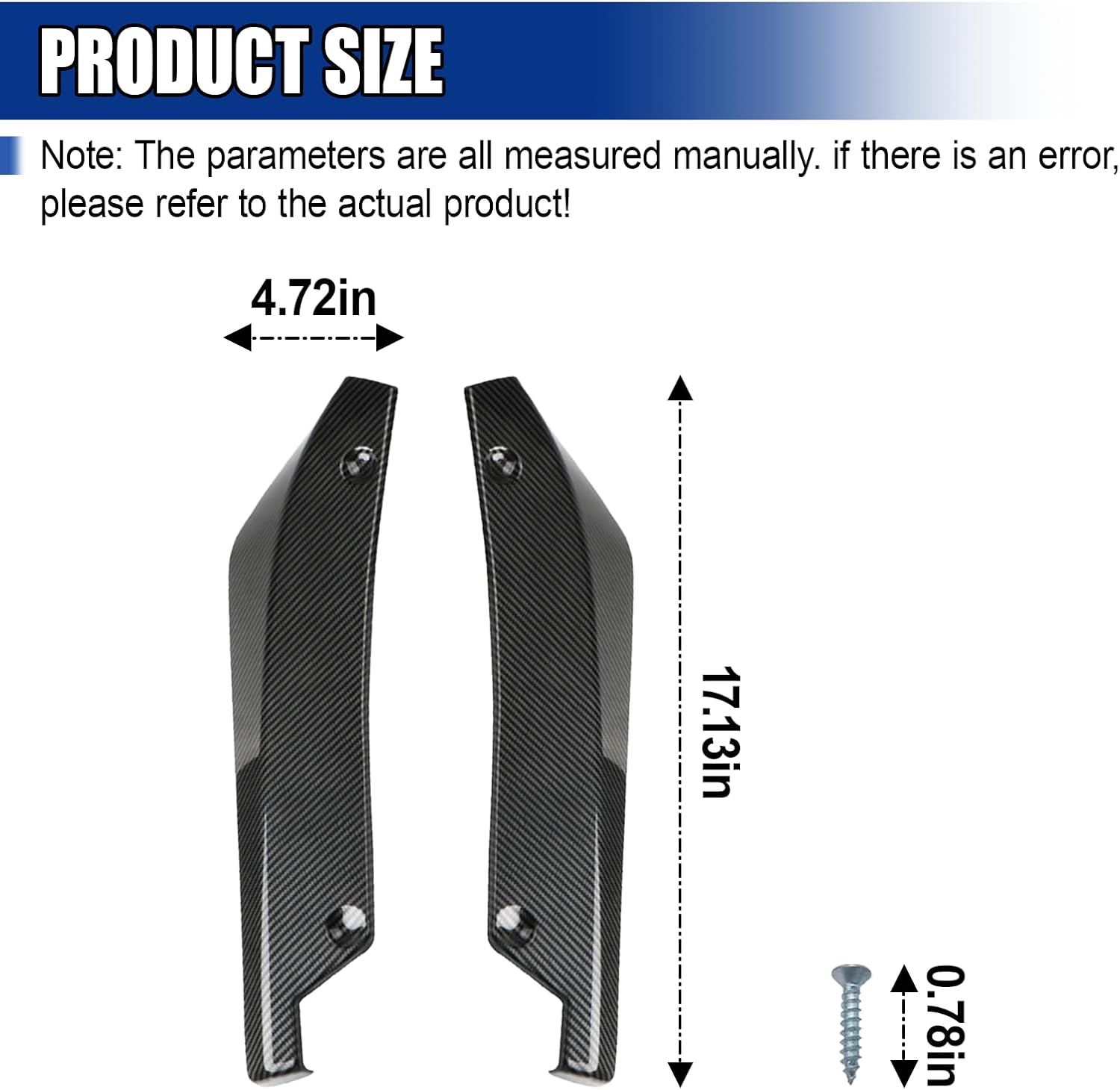 2PCS Car Rear Bumper Canard Diffuser Protector, Carbon Fiber Side Fenders Skirt Bumper Lip Splitter, Car Spoiler Body Guard Protector, Universal Auto Exterior Decoration Kit (Carbon Fiber)