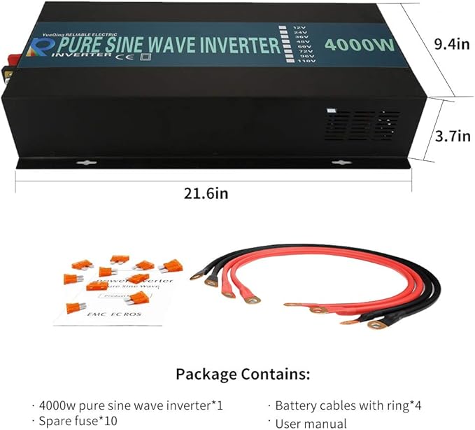 WZRELB Home Power Supply Off Grid Pure Sine Wave 12Vdc to 120Vac 60Hz 4000W - Image 10