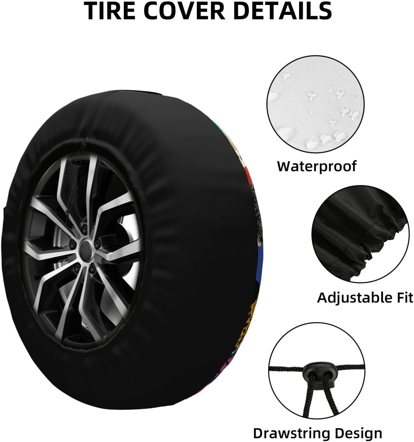 Abstract Graffiti Print Universal Spare Tire Cover for RV, Jeep | Wheel Protector Fits Rv, Trailer, Jeep, Shield Tires From Sun, Dirt And Rain For Outdoor Storage