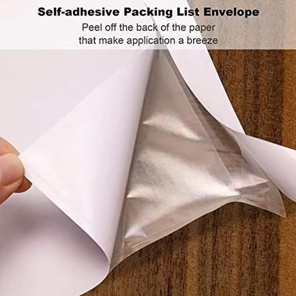 7"x 10" clear packing list envelopes packing slip shown in use