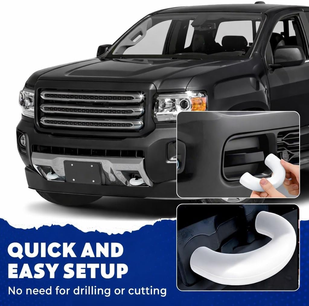 Tow Hook Covers Compatible with Chevy Colorado Trailboss 2015-2026 & GMC Canyon 2015 2016 2017 2018 2019 2020 2021 2022 Accessories(Not Fit 2023-2026 Colorado Z71 ZR2) - Upgrade Design, Rubber (White)