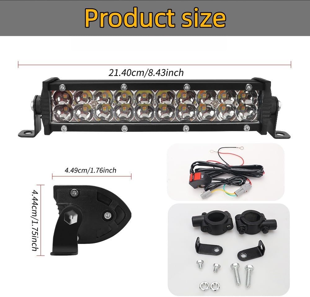 Motorcycle LED Light Bar 60W 4200Lm dirt bike headlight | Universal 7/8" 22mm Handlebars, Compatible with CRF110 CRF250F KLX110 TTR110 TTR110E RM85 YZF450 ，Dirt Bike Pit Bike