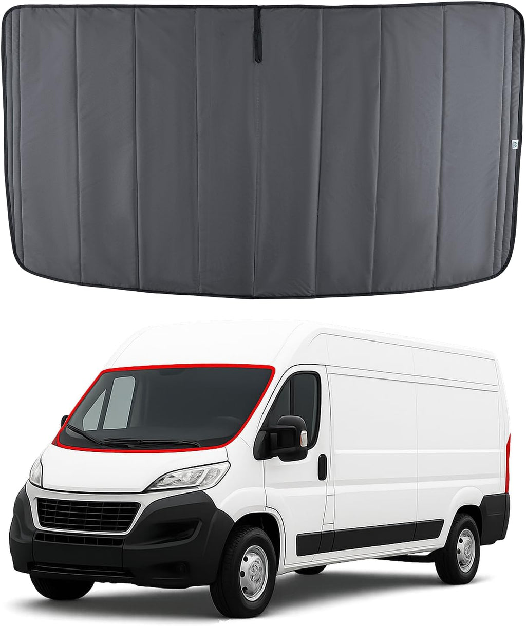 Extra Thick Winshield Cover for RAM ProMaster 2014-Current, Thermal Insulated Blackout Sun Shades for Camper Van