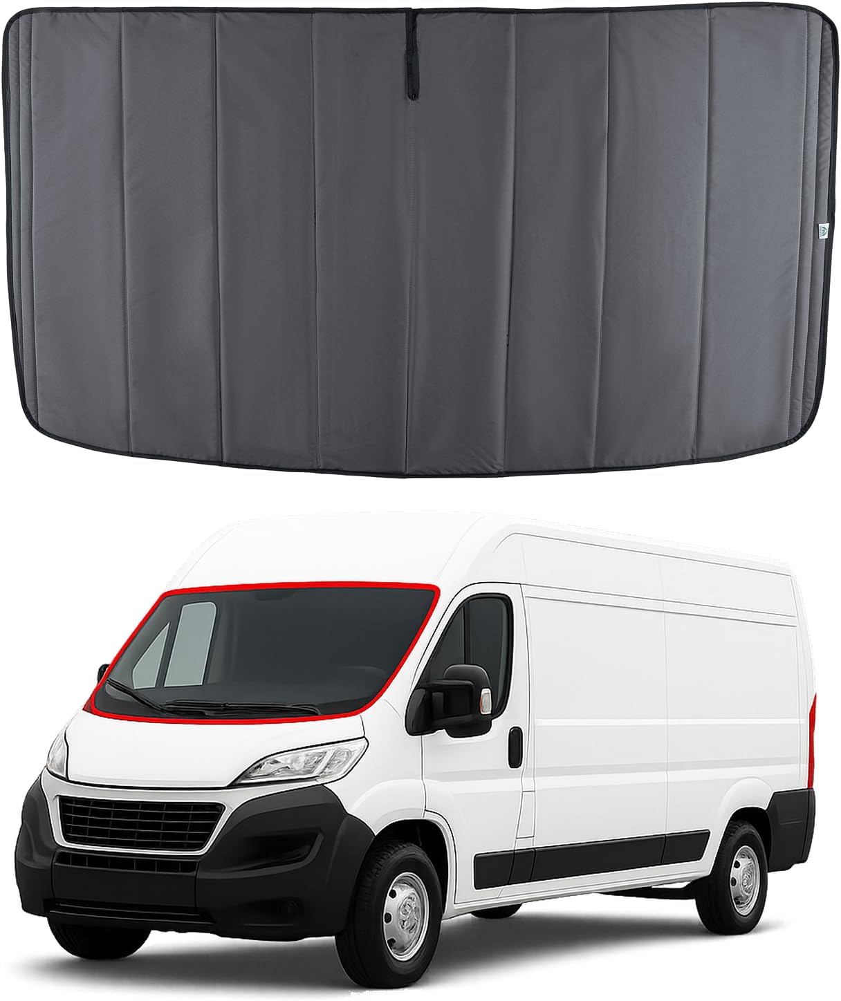 Extra Thick Winshield Cover for RAM ProMaster 2014-Current, Thermal Insulated Blackout Sun Shades for Camper Van