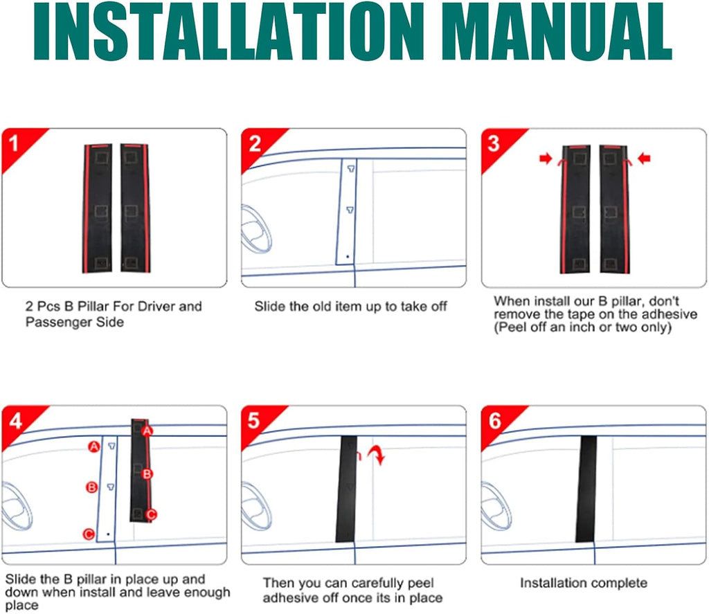926-445 926-446 B Pillar Trim Door Molding for Front Passenger & Driver Side Windshield Outer Compatible with 2008-2016 Chrysler Town & Country 2008-2020 Dodge Grand Caravan Part# 5020664AA 5020665AA