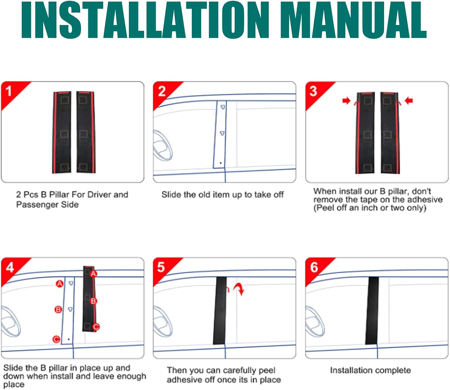 926-445 926-446 B Pillar Trim Door Molding for Front Passenger & Driver Side Windshield Outer Compatible with 2008-2016 Chrysler Town & Country 2008-2020 Dodge Grand Caravan Part# 5020664AA 5020665AA