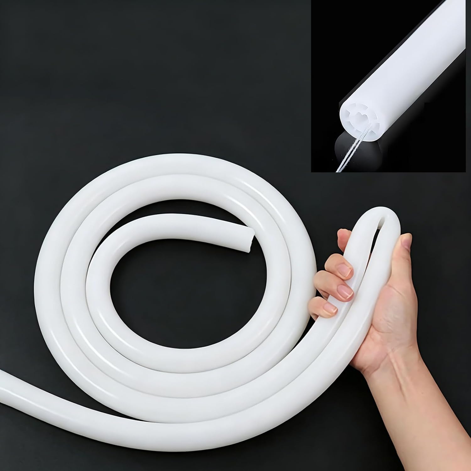5M 360°Round LED Neon Tube, Silicone Diffuser Channel, Flexible Tube Tape Outdoor IP65 Waterproof Light Strip Cover, Tube Diameter 16mm, Suitable for 10mm LED Strip