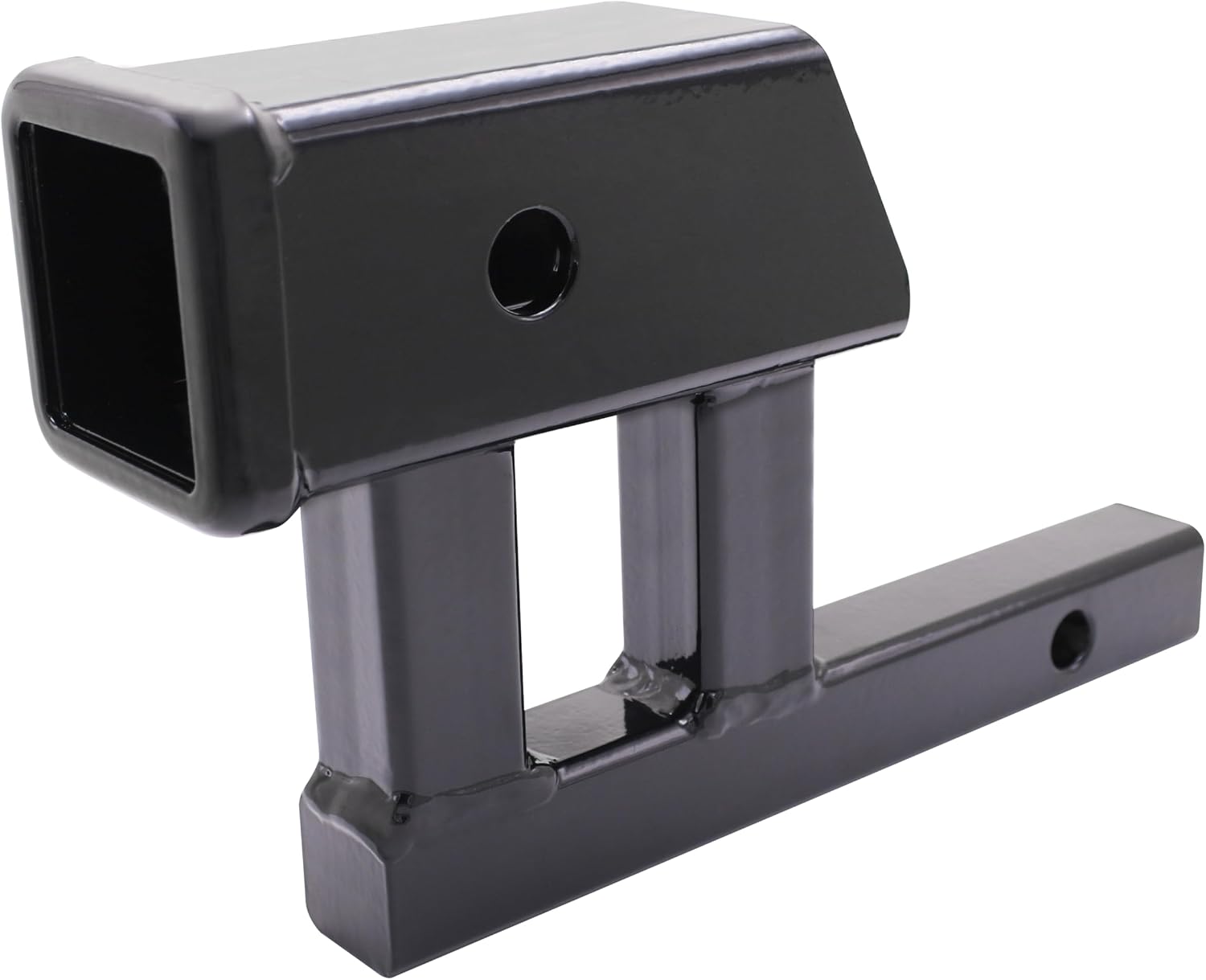 1-1/4” to 2” Hitch Adapter with 5” Rise & Drop, Heavy Duty Trailer Hitch Receiver Adapter, Steel Hitch Extender Converter for Bike Rack Cargo Carrier, Black Powder Coated