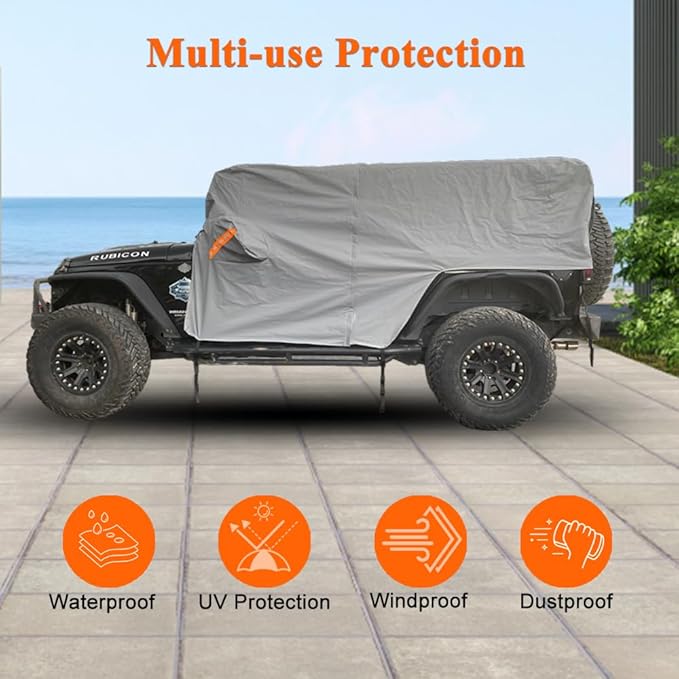 Cab Cover for Jeep Wrangler JK JL 2 Door 2007-2025, Waterproof Wrangler Rain - Image 4