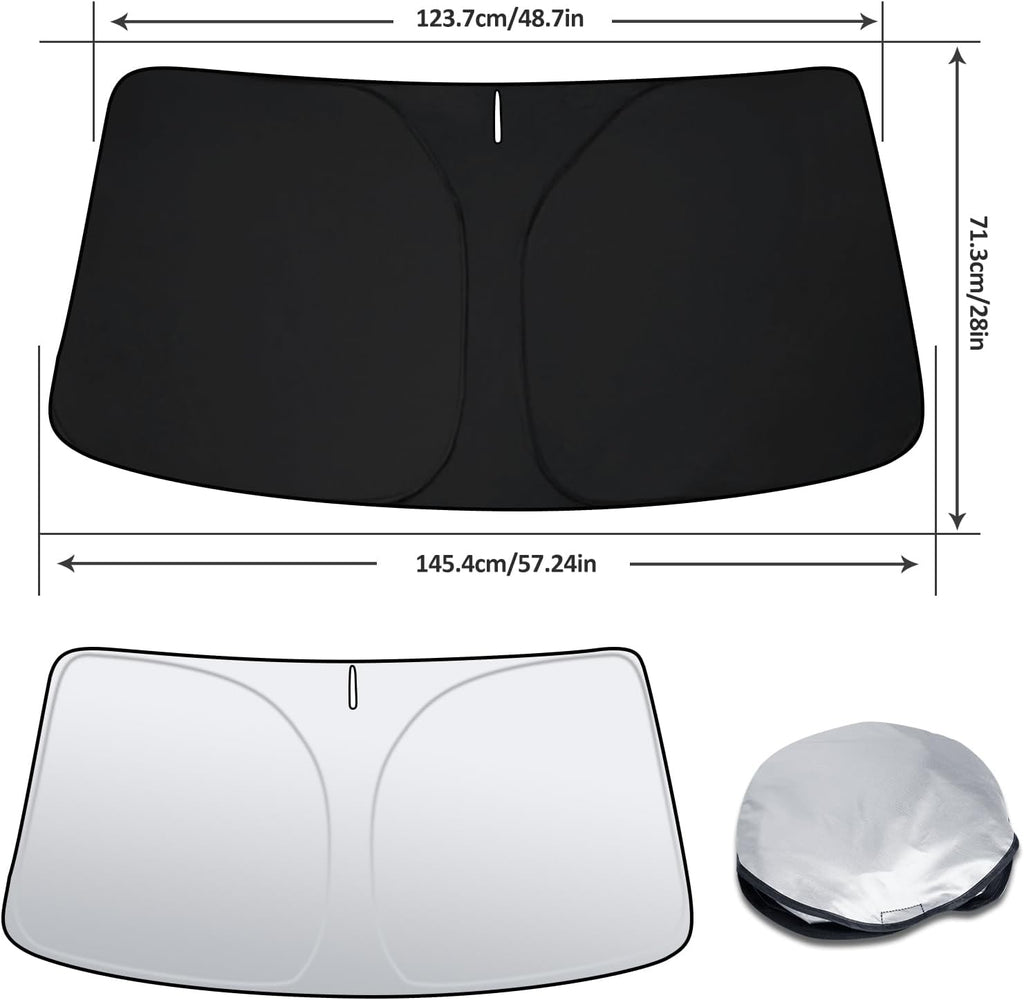 D-Lumina Windshield Sun Shade for 2017-2022 Kia Sportage, Foldable Front Sun Visor Protector Blocks UV Rays, Window Sunshade Sun Visor Interior Accessory Pack & Unpack Easily, Silver & Black