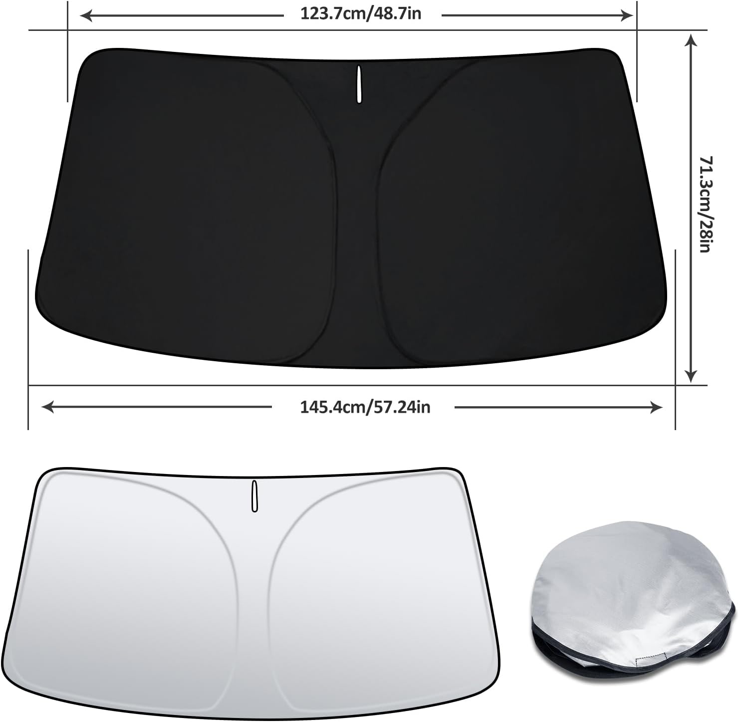 D-Lumina Windshield Sun Shade for 2017-2022 Kia Sportage, Foldable Front Sun Visor Protector Blocks UV Rays, Window Sunshade Sun Visor Interior Accessory Pack & Unpack Easily, Silver & Black