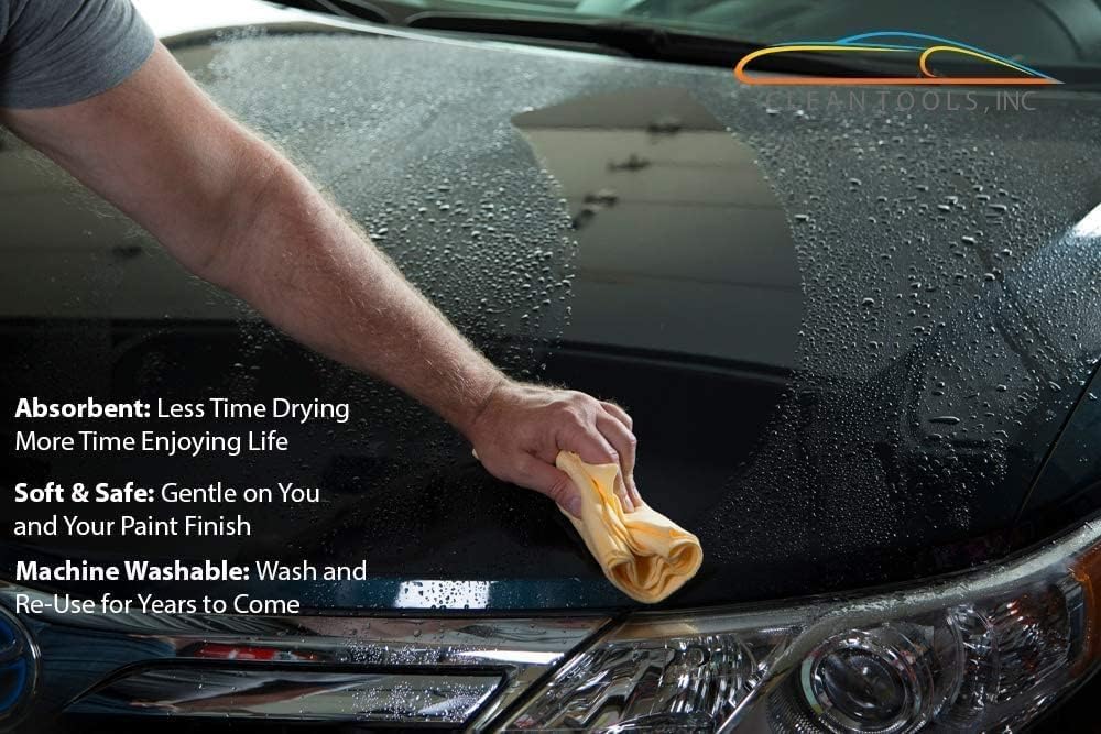 the absorber® Large 27-Inch x 17-Inch, Natural (Tan) - Synthetic Premium Drying Chamois Cloth for Car - Super Absorbent, Scratch-Free and Washable