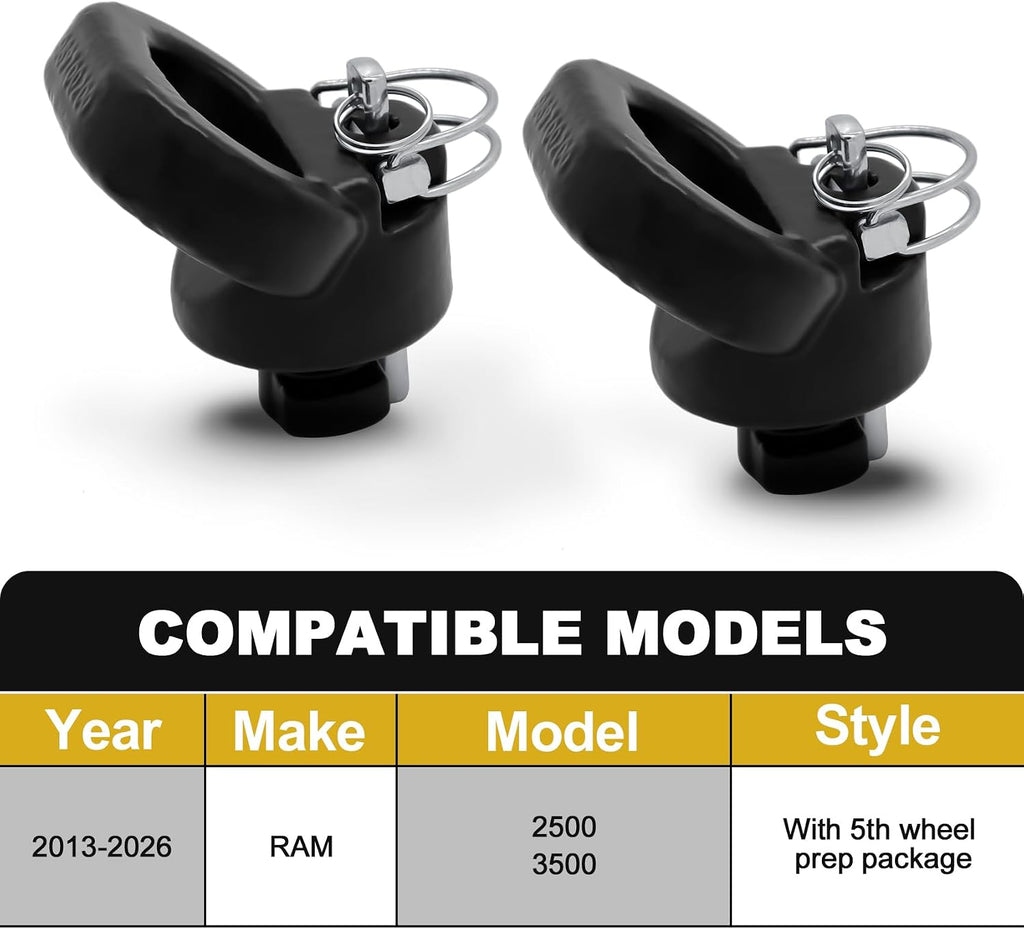 60617 Puck System Gooseneck Safety Chain Anchors, Compatible with 2013-2026 Dodge RAM 2500 3500, Cast Steel Gooseneck Hitch Safety Anchors with Carbide Black Powder Coat Finish, 30000 lbs GTW, 2 PCS