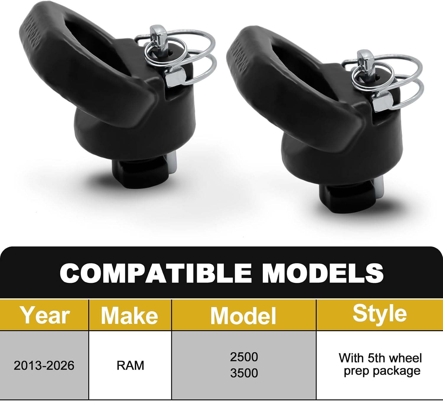 60617 Puck System Gooseneck Safety Chain Anchors, Compatible with 2013-2026 Dodge RAM 2500 3500, Cast Steel Gooseneck Hitch Safety Anchors with Carbide Black Powder Coat Finish, 30000 lbs GTW, 2 PCS