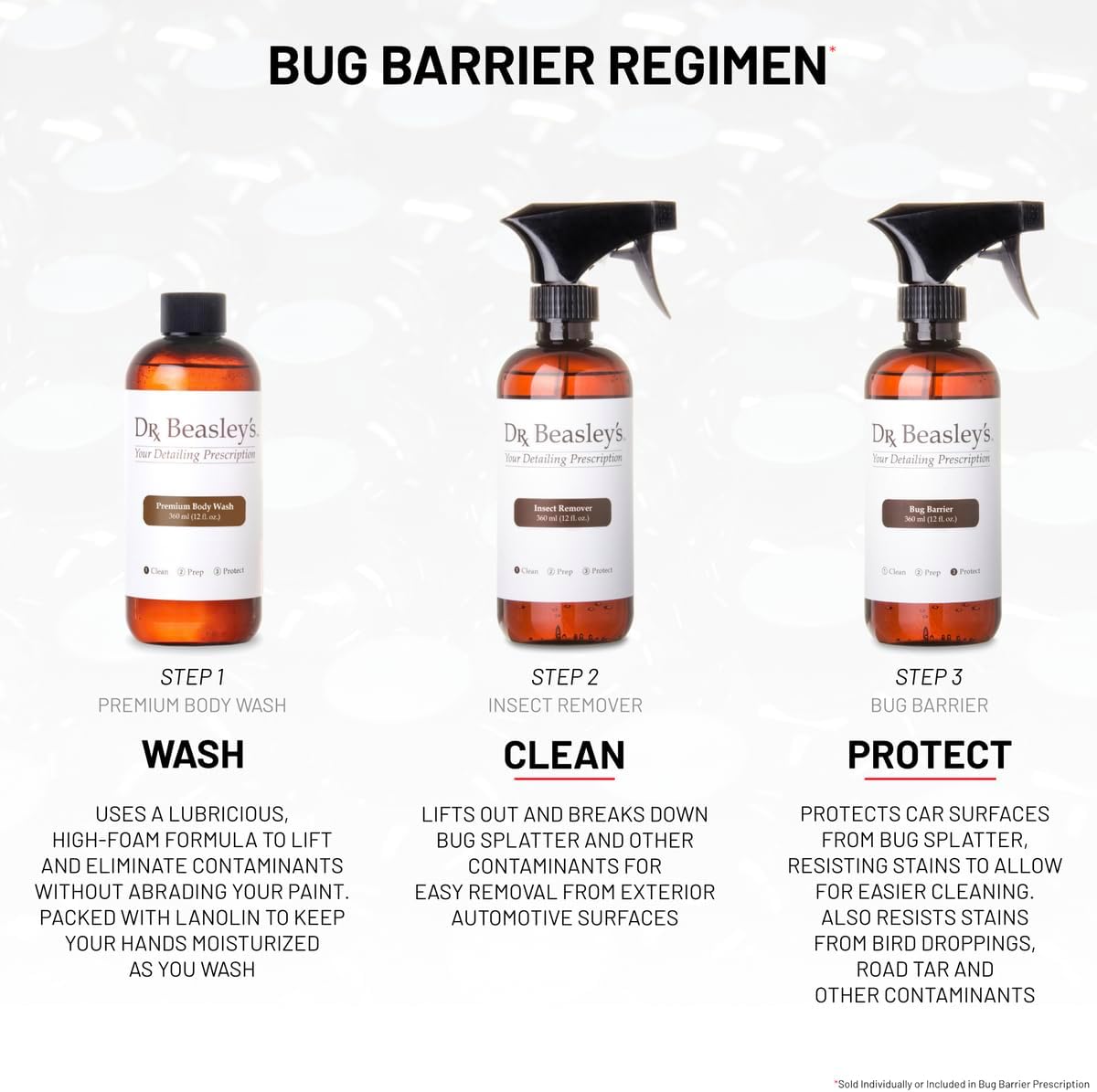 Dr. Beasley's Bug Barrier Prescription for Auto - Complete Bug Removal and Protection, Breaks Down and Removes Stubborn Stains, Includes Sponge and Towels