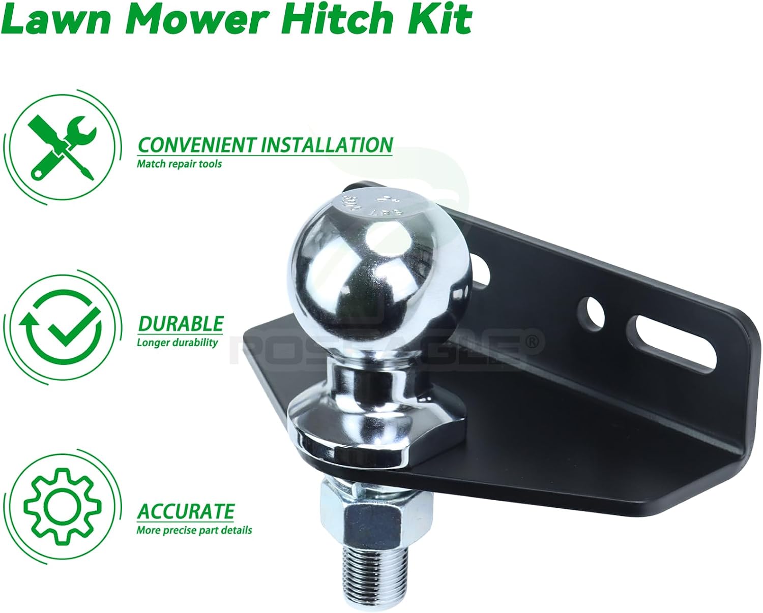 [Upgraded Universal Heavy Duty Zero Turn Mower Trailer Hitch | Include Chrome Trailer Hitch Ball, 3,500 lbs, 2 Inch Diameter, 3/4 x 2-Inch Shank and L Socket Wrench