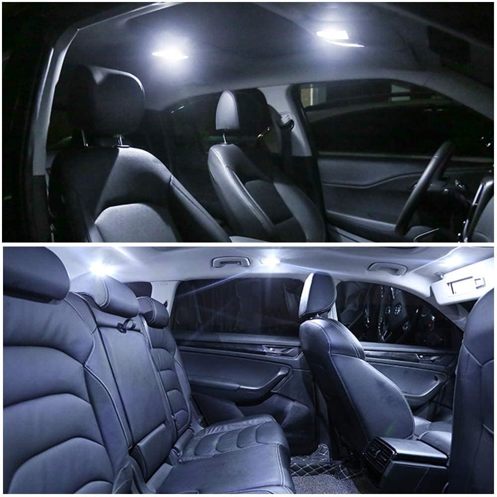YM E-Bright Led Dome Light Panel Interior Car Lights Dome Light Map Lights with T10 194/BA9S 1895/211-2 578 DE3175 Led Festoon Adapters White, Pack of 6