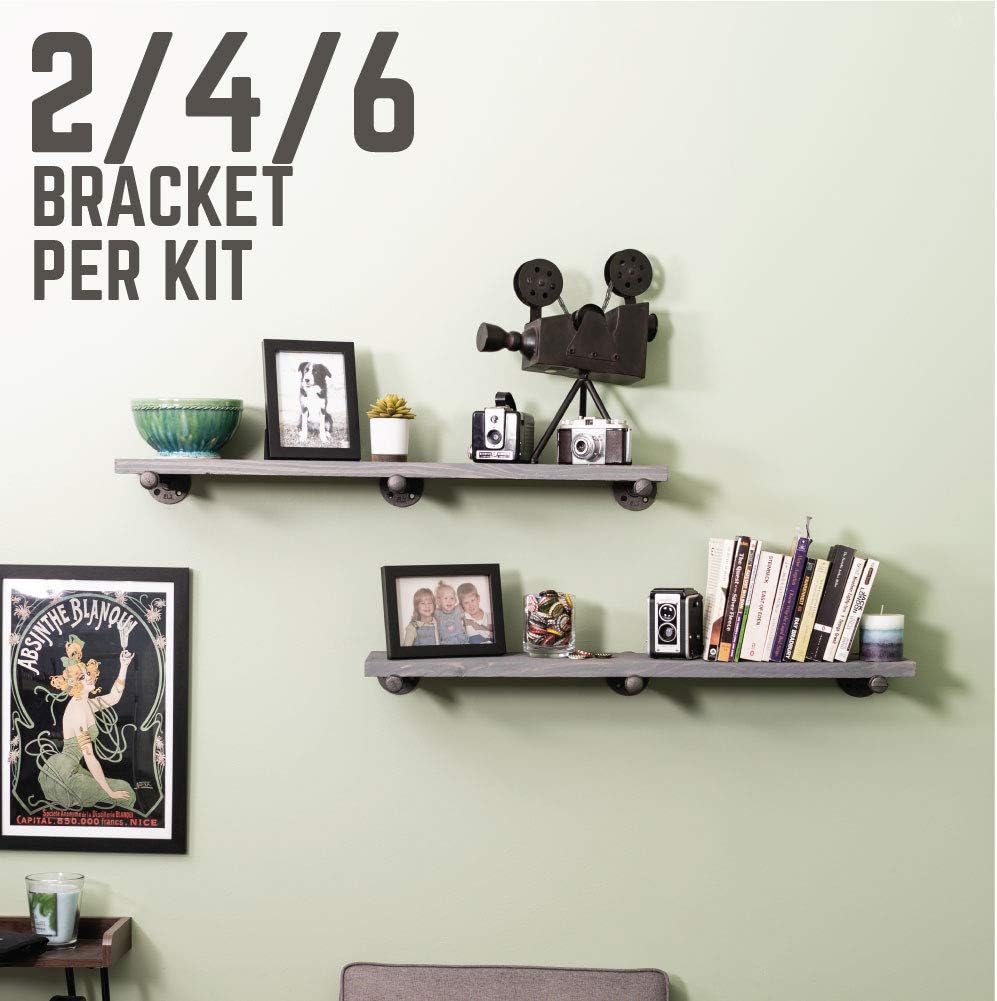 pipe decor industrial shelf brackets – set of, view 9