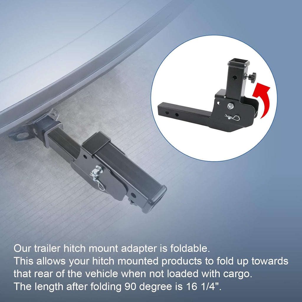 JDMSPEED Trailer Hitch Folding 2" Trailer Hitch 500LB Capacity Shank Mount Cargo Wheelchair Carrier Adapter