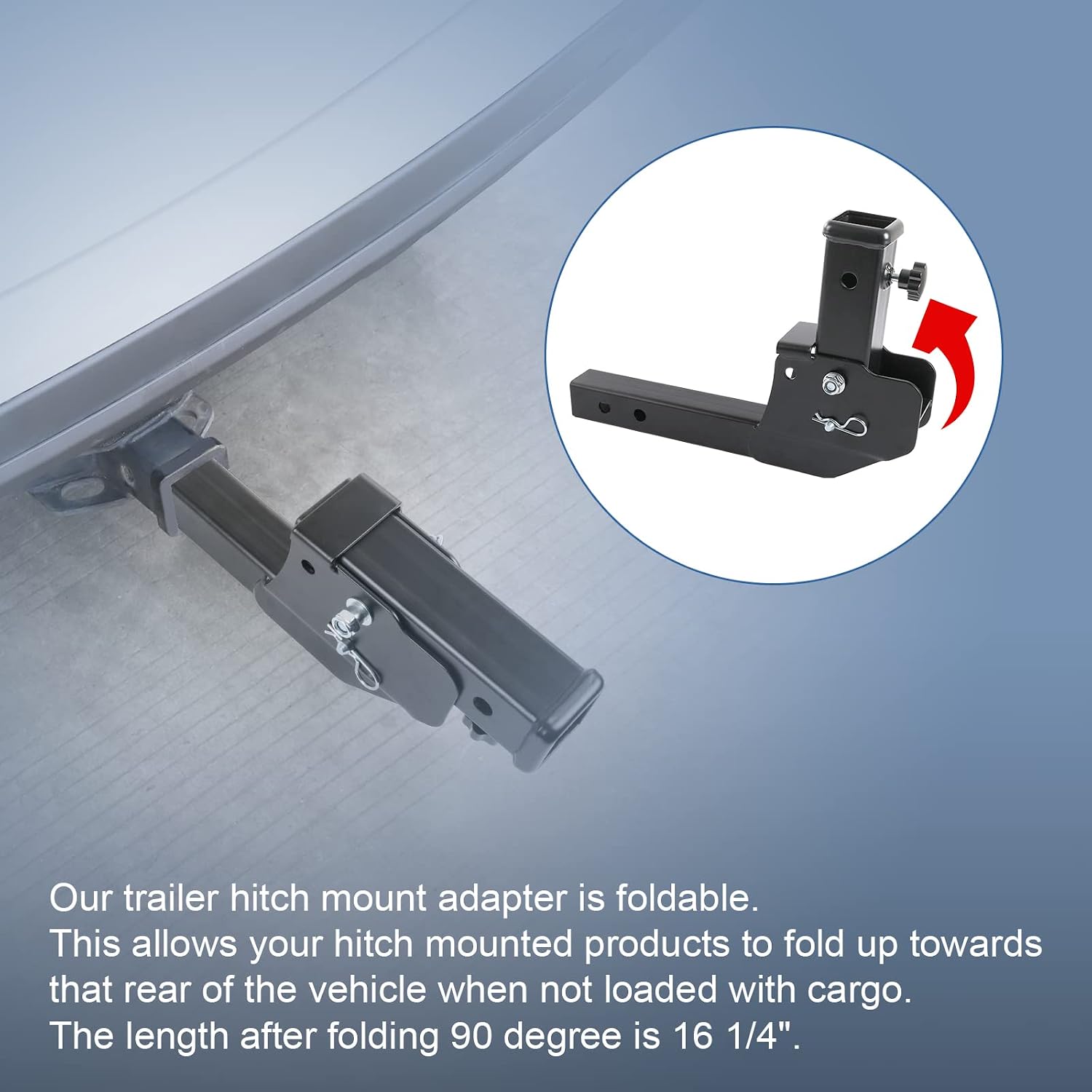 JDMSPEED Trailer Hitch Folding 2" Trailer Hitch 500LB Capacity Shank Mount Cargo Wheelchair Carrier Adapter