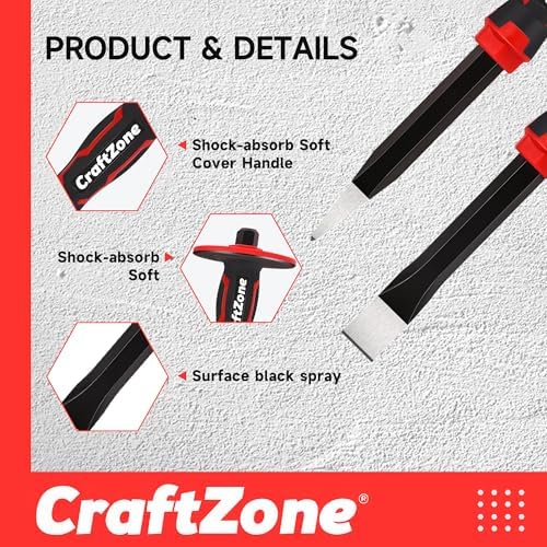masonry chisel set - 2-piece heavy duty pointed, close-up detail