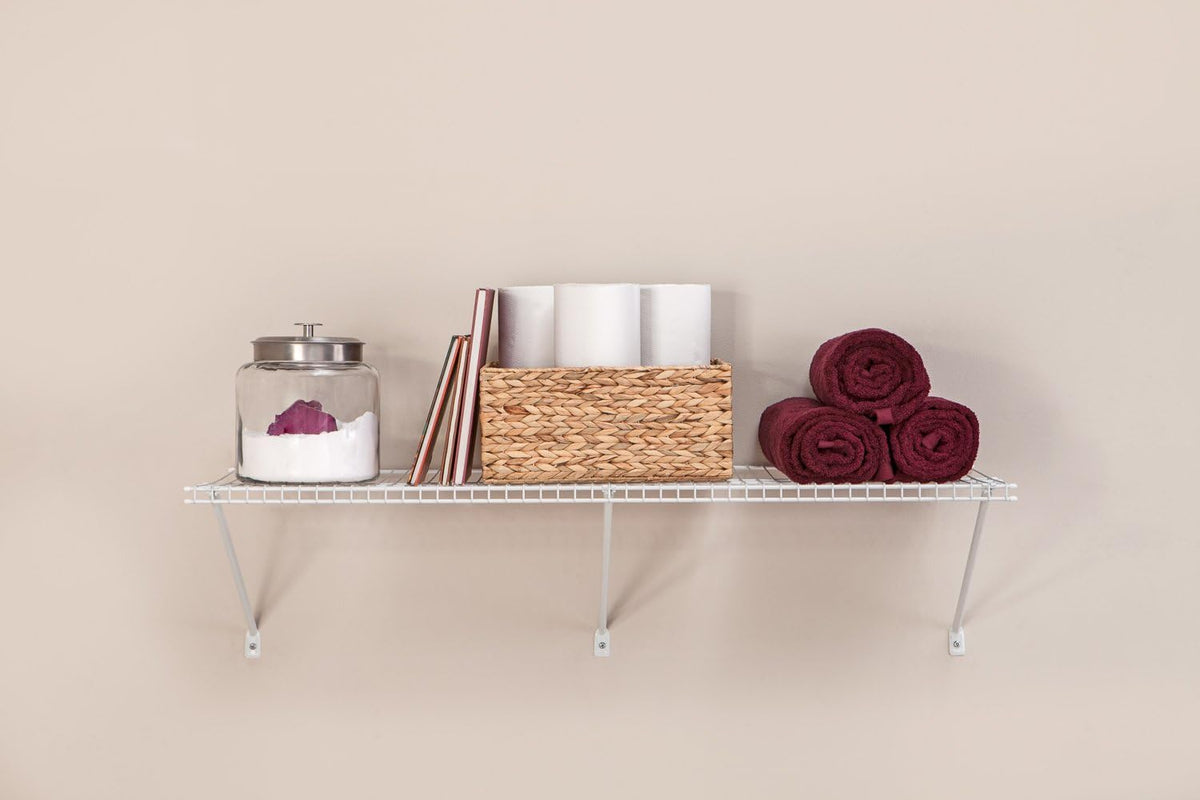 closetmaid multi-purpose ventilated wire shelf kit, 4 ft., side view