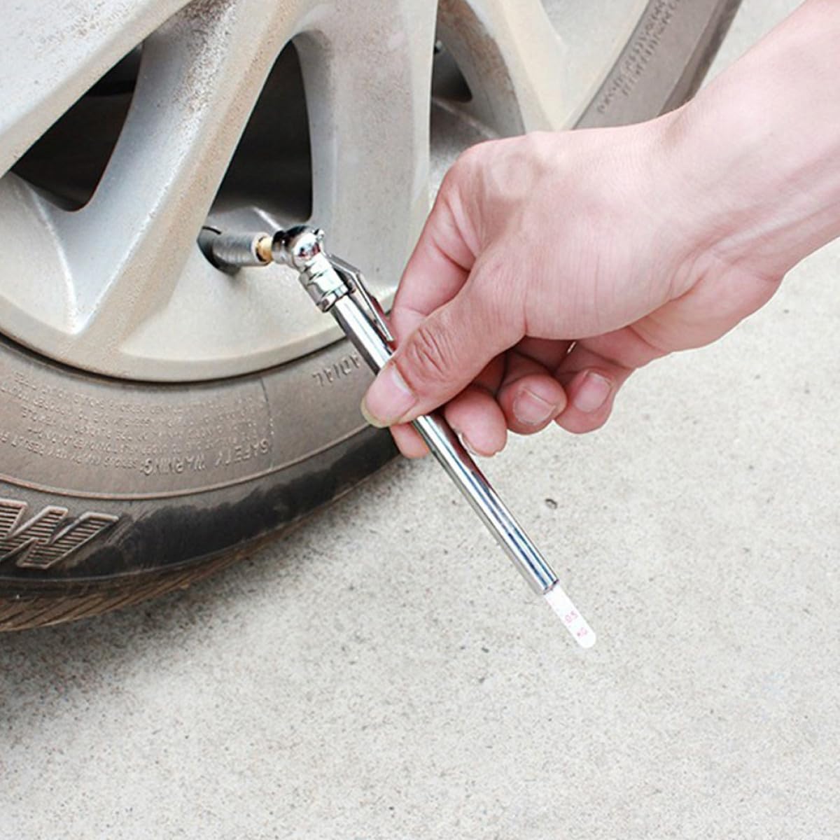 Car Tire Pressure Pen 5pcs Portable Auto Tire Pressure Gauge Silver for Vehicle Maintenance and Repair