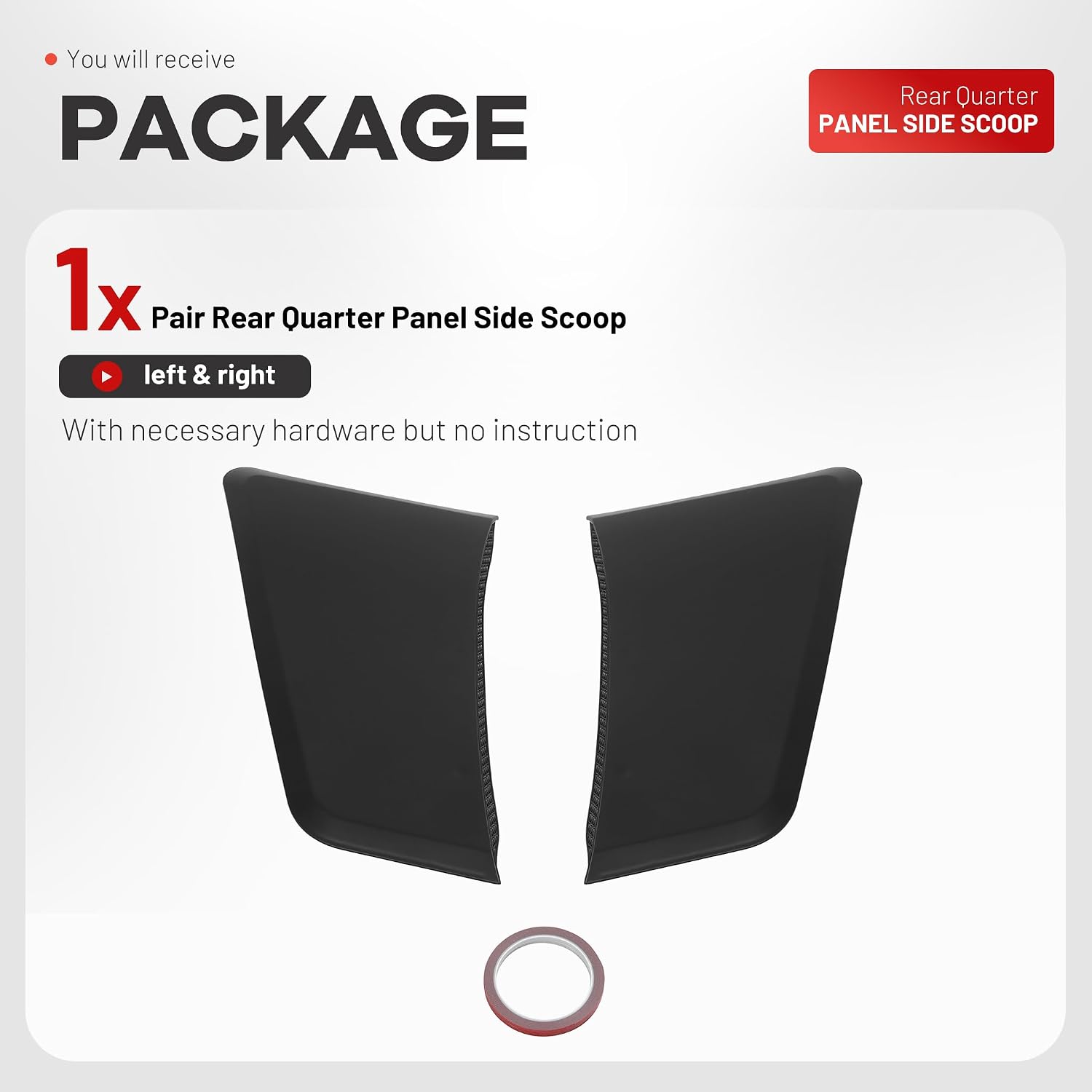 Rear Quarter Panel Side Scoop Compatible with 2015-2023 Ford Mustang All Model Rear Fender Penal Flare Side Scoops Vents Performance Primer Matte Black Plastic