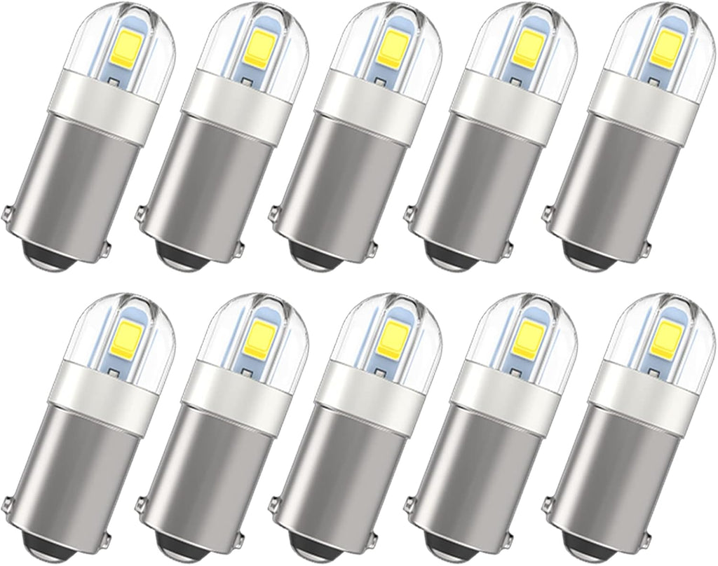 Serundo Auto BA9S Led Car Bulb BA9 1895 1891 53 57 Led Car Bulb, 2SMD 3030Chips 6000K White 47830 64111 3893 LED bulbs for Car Interior Dome Map License Plate Glove Box Light etc, Pack of 10pcs