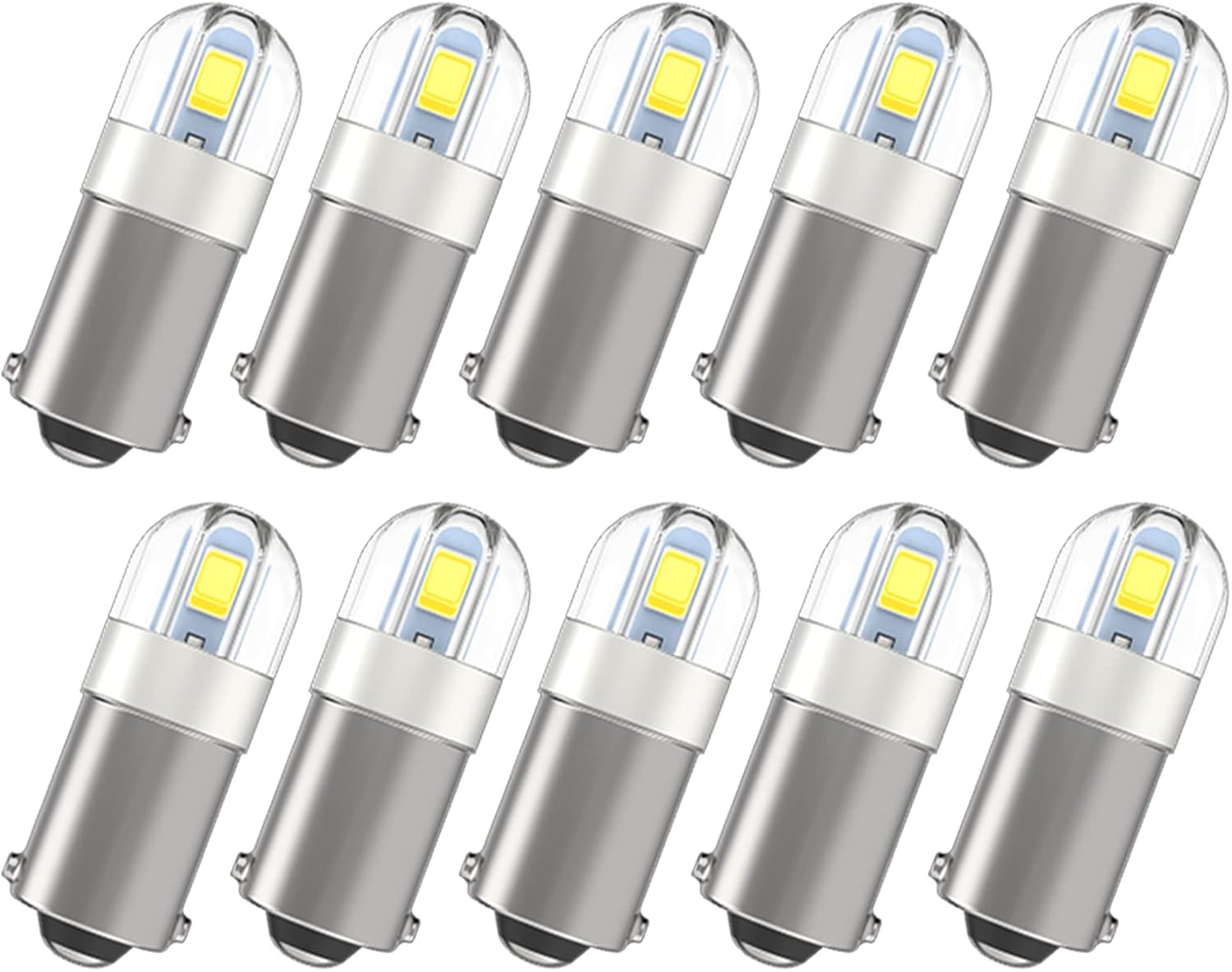 Serundo Auto BA9S Led Car Bulb BA9 1895 1891 53 57 Led Car Bulb, 2SMD 3030Chips 6000K White 47830 64111 3893 LED bulbs for Car Interior Dome Map License Plate Glove Box Light etc, Pack of 10pcs