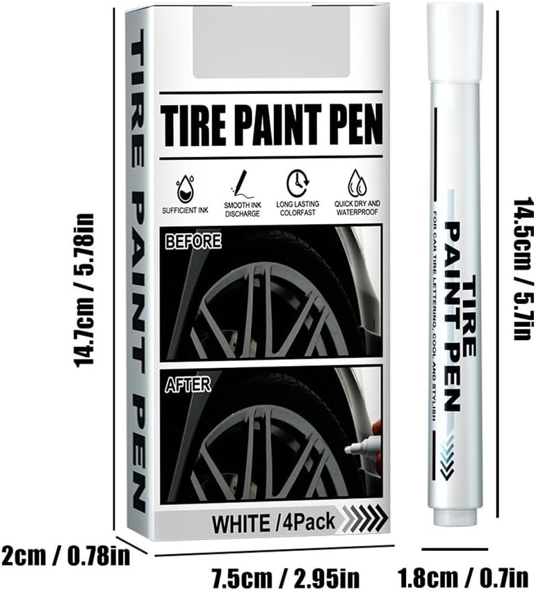 White Marker Pen Tire Paint Marker Pen Oil Based Car Tire Graffiti Tracing Pen for Auto Rubber Tyre Tread