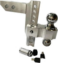 Adjustable Trailer Hitch 2" Receiver 6" Drop/Rise Drop Hitch 12500 LBS Ball Mount 2-5/16" Dual Towing Ball Double Locks 10" High Towing Capacity, Silver-8 inches