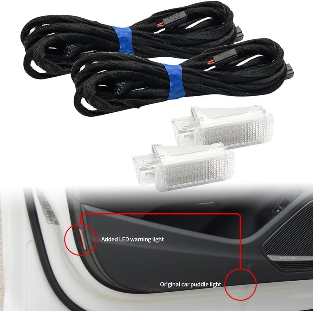nsautolighting Red LED Interior Courtesy Door Light for Au'di A3 S3 A4 S4 A5 S5 A6 S6 A8 S8 Q3 Q4 Q5 Q6 Q7 Q8 LED Side Door Panel Warning Puddle Footwell Lamp Assembly 2Pcs