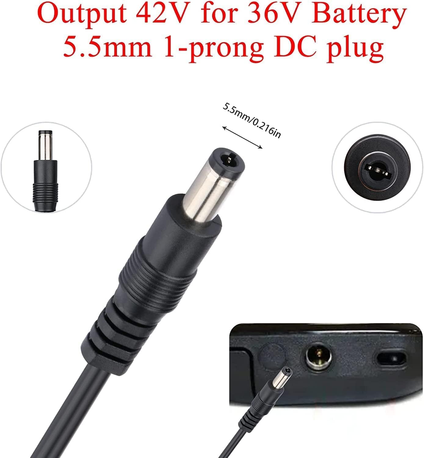 [Verified Fit] 42V Charger for isinwheel S9 Pro S9 Max U1 M10, iScooter i9/i9 Pro/ i8/i8L/1S, GoTrax G3 G4, GXL V2, Apex XL, Glider, Rival, XR Elite & Nova Pro, Glide Pro, SRX Pro, Infinity Pro(36V)