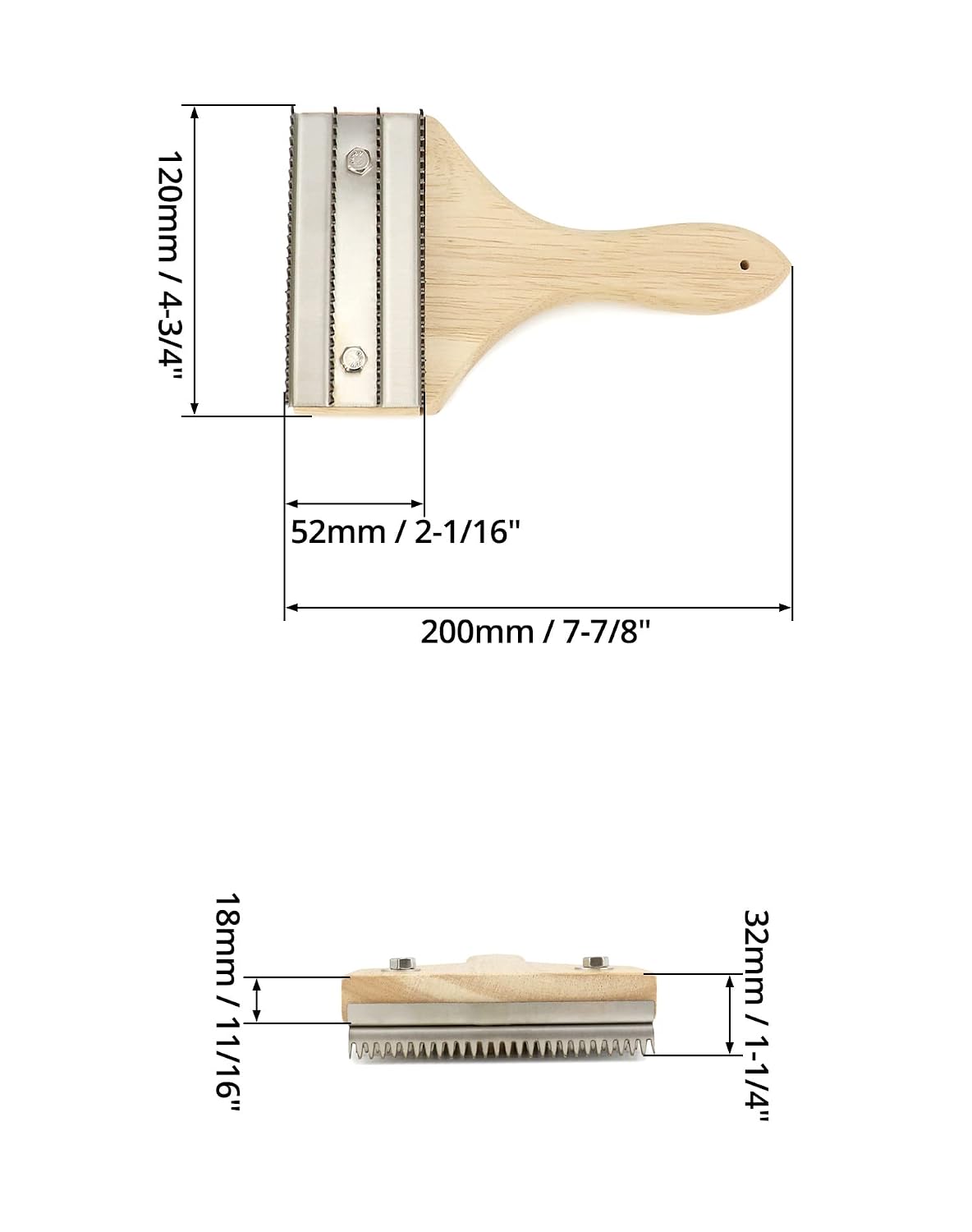 QWORK Buffing Wheel Rake – 7-7/8" L x 4 3/4" W Effortlessly Remove Residual Compounds and Metal from Buffing Wheels and Airway Buffing Pads, Stainless Steel Polishing Rake