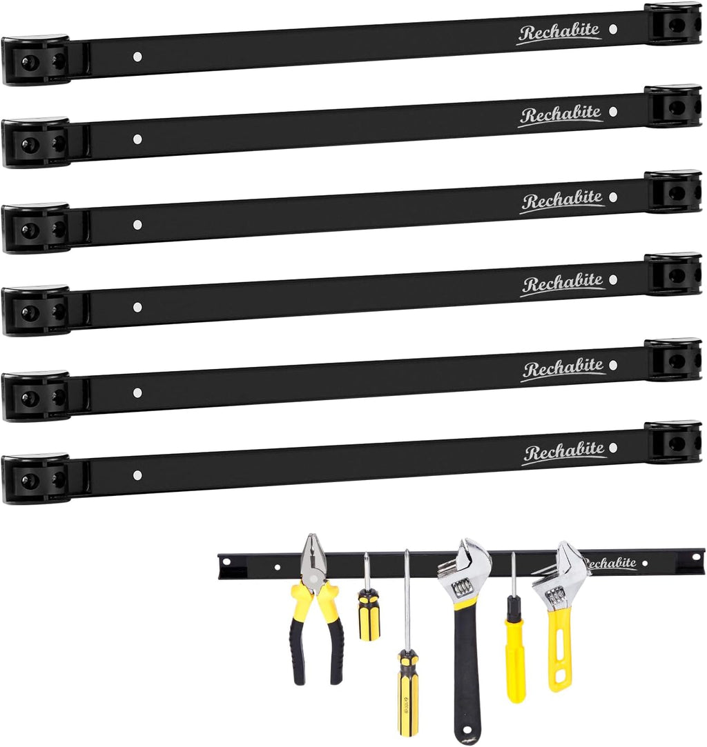 6 Pieces 18" Magnetic Tool Holder Strip, Metal Tool Organizer Rack