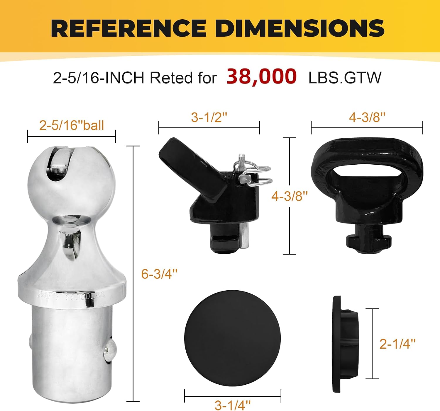 60618 Puck System 38000 LBS Gooseneck Hitch Ball Kit - Compatible with 2013-2024 Dodge RAM 2500 3500 - 2-5/16 Inch Gooseneck Ball for Truck Bed with 2 Pack Safety Chain Anchors