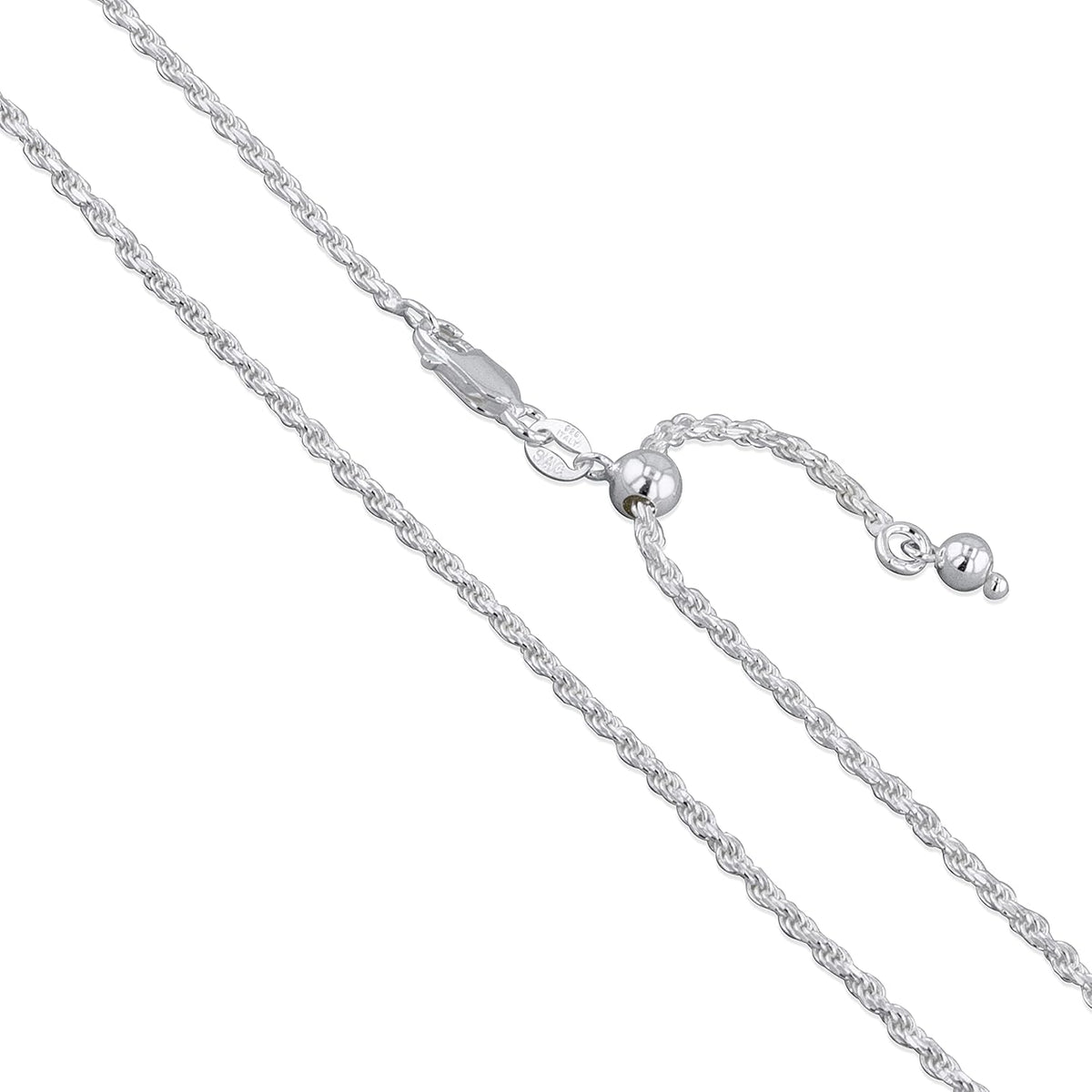 sterling silver diamond-cut rope chain 1.1mm 1.5mm 1.7mm, main product view