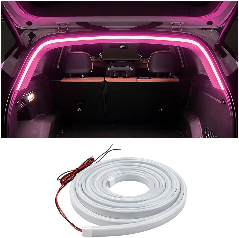 Car Trunk LED Light Strip, 157.5" Flexible Embedded Silicone Vehicle Interior Cargo Area Ambient Lighting, Automotive Trunk LED Light Strip Decor, Universal for SUV Van Truck (Pink Purple)