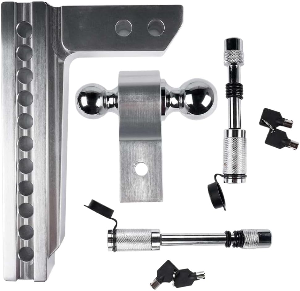 Aluminum Adjustable Trailer Hitch Device 10 Inch Drop Rise Compatible with 2 Inch Receiver