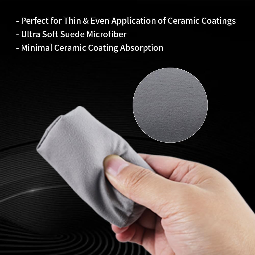 Microfiber Applicator Pad, Car Detailing Suede Sponge Applicator, 6Pcs Coating Sponge Pads for Cars, Ceramic Spray Coating, Applying Wax, Sealants & Other Conditioners-（6pcs）