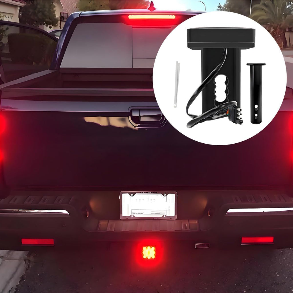 15 LED Brake Light Trailer Hitch Cover, Super Bright Automotive Lens Square Tail Light, Waterproof Tow Hitch Brake Turn Lights Universal Fit 2" Receiver, Car Accessories