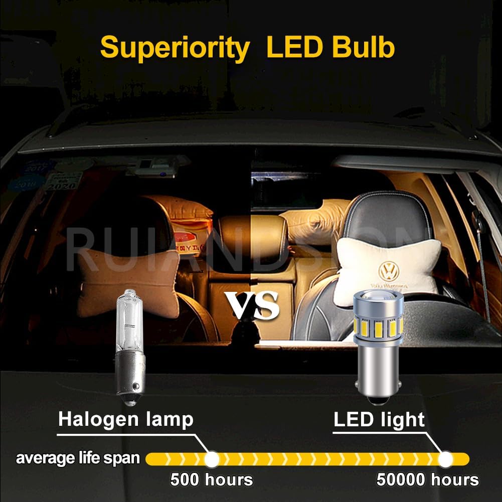 Ruiandsion BA9S LED Bulb 12V 240LM for Glove Box 5-Pack White