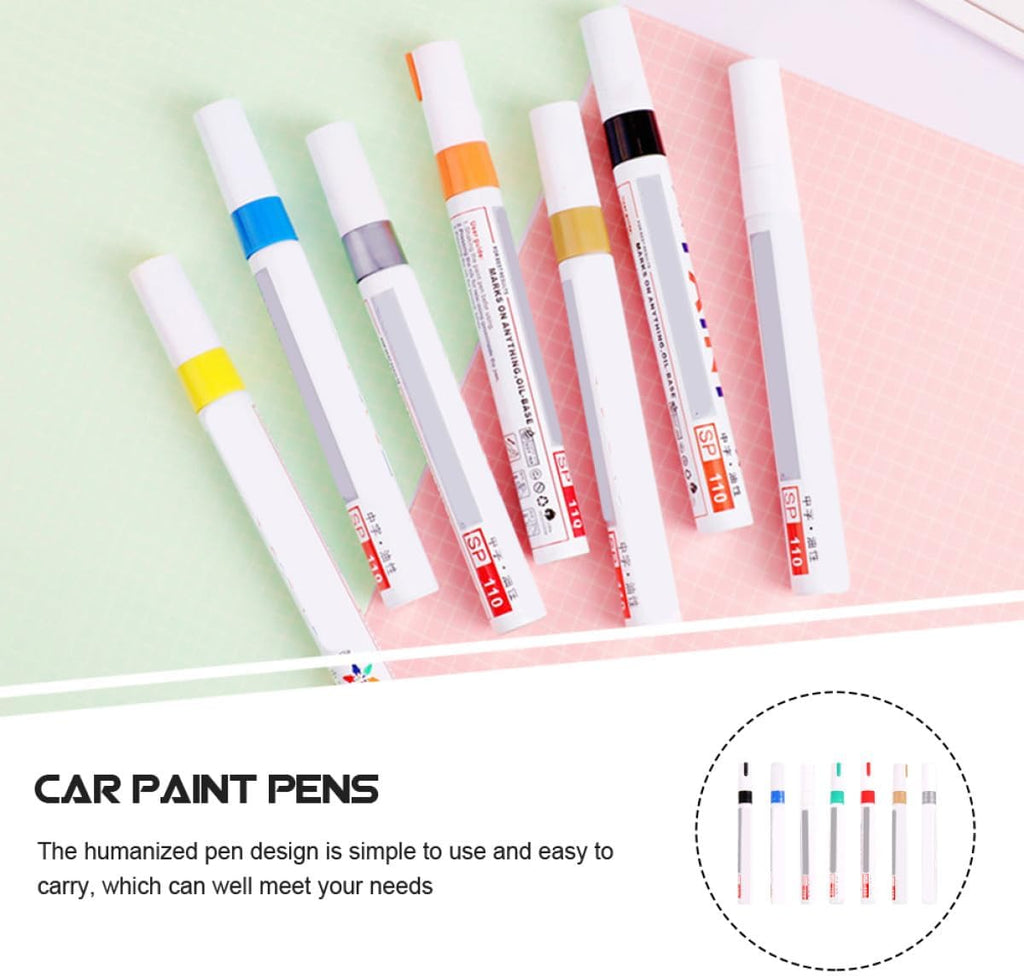 TEHAUX 7pcs Oil Based Tire Paint Pens Quick-drying Touch up Paint Markers Plastic Car Coat Pens for Waterproof Graffiti and Concealing Marks