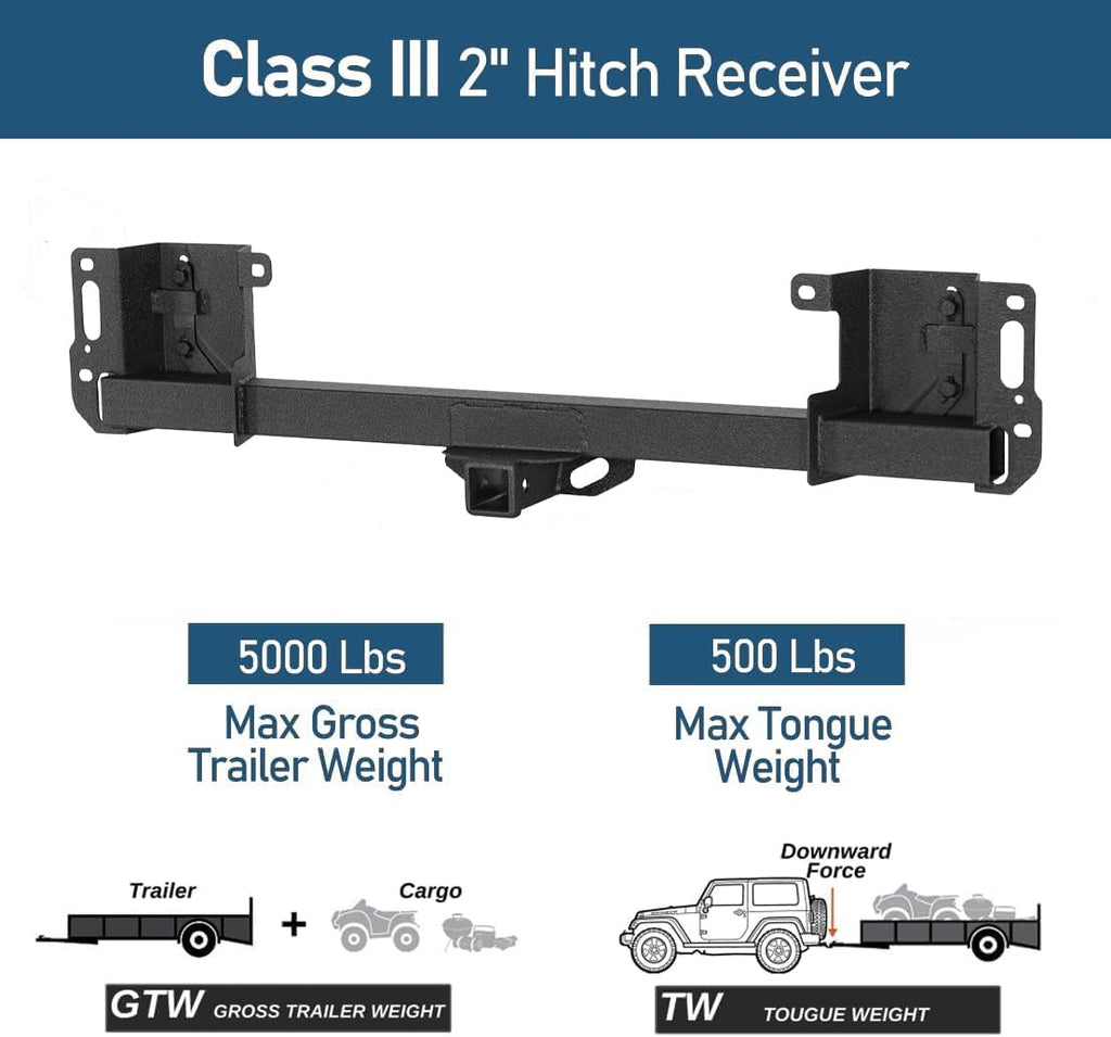 u-Box F150 Class 3 Trailer Hitch, 2-Inch Square Receiver Opening Trailer Tube Towing Tongue Compatible with 2015-2026 Ford F-150