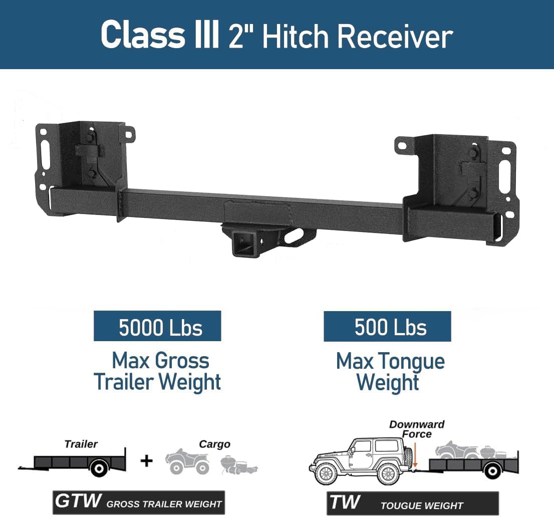 u-Box F150 Class 3 Trailer Hitch, 2-Inch Square Receiver Opening Trailer Tube Towing Tongue Compatible with 2015-2026 Ford F-150