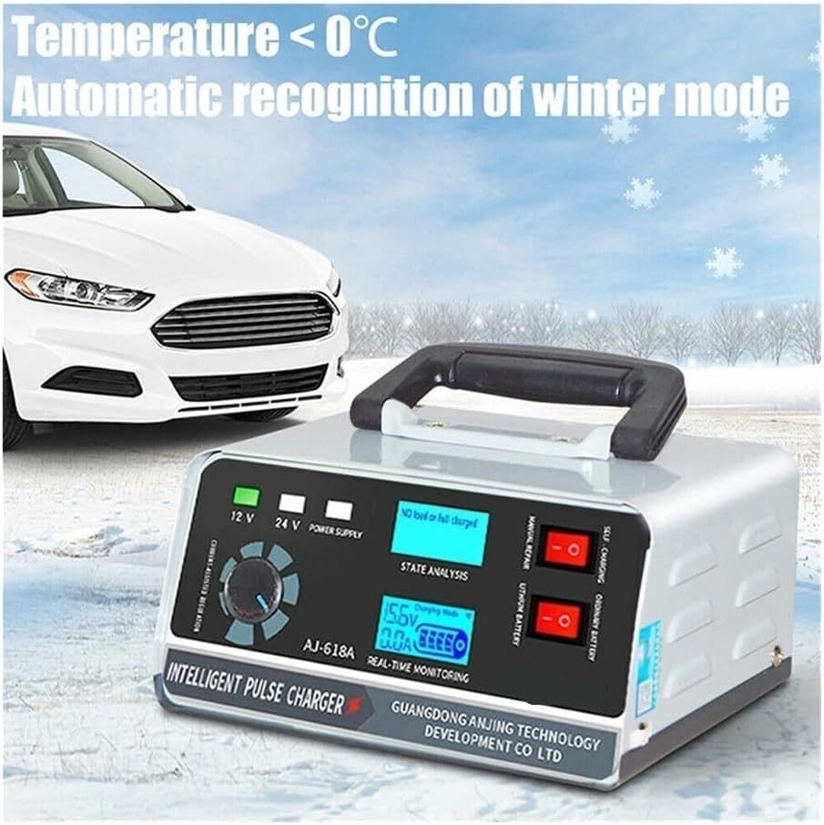 Smart 12V 24V 40A 400W Battery Charger for Cars, Trucks, Ships & Motorcycles, Pulse Repair, Trickle Charge(EU Plug)