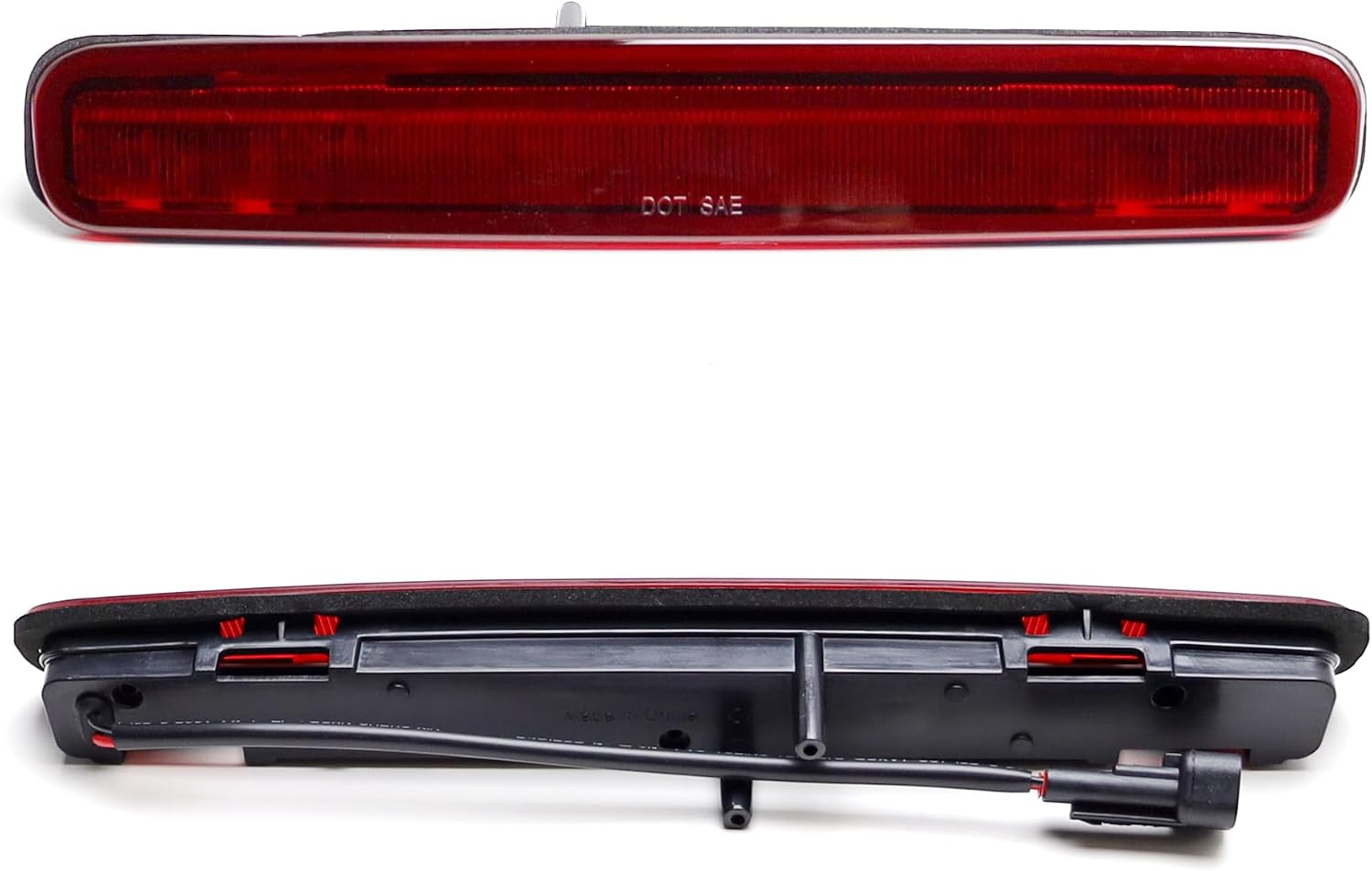 iJDMTOY Dark Red Lens Full LED Strip Lighting Trunk Lid Third Brake/Stop Light Assembly Compatible With Ford 2005-2009 Mustang (5th Gen Pre-LCI)