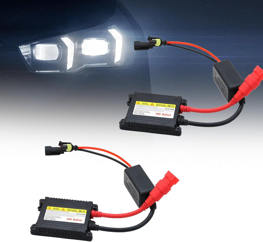 2PCS Xenon HID Ballast 35W DC 12V, Ultrathin Xenon HID Ballast Control Unit with Igniter Module, DC Headlight Stabilizer Control Module Replacement, Universal Car Accessories