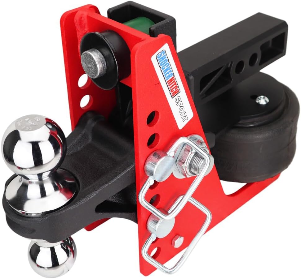 Shocker 8K Sport Air Receiver Hitch with Chrome Combo 2" & 2-5/16" Balls, Fits 2" Hitch - 8,000 lbs